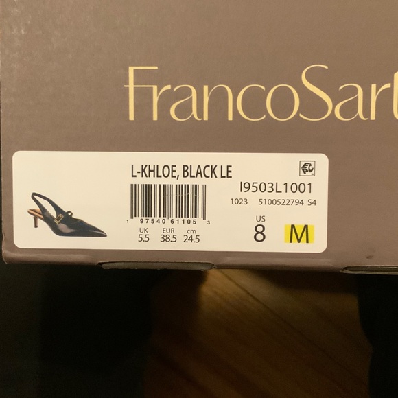 Franco Sarto Black Leather Slingback Heels - Picture 2 of 12